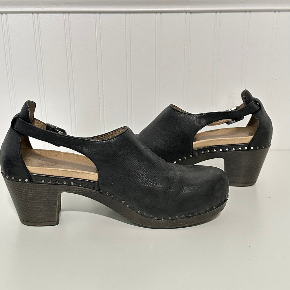 Dansko Sassy Black Leather Heeled Clogs Ankle Strap Women's EU 41 US 10.5-11 - Picture 8 of 16